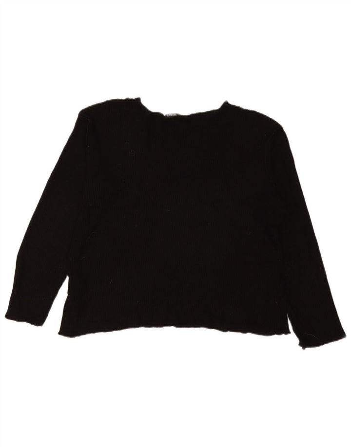 Zara Dame Oversized Top Langærmet UK 10 Small Black Viscose