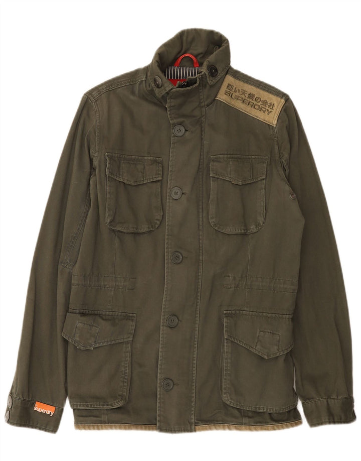 Superdry Herre Grafisk Utility Jacket UK 38 Medium Khaki Cotton