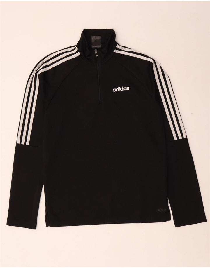 Adidas Herre Climalite Pullover med lynlås-hals Træningsdragt Top Lille sort polyester