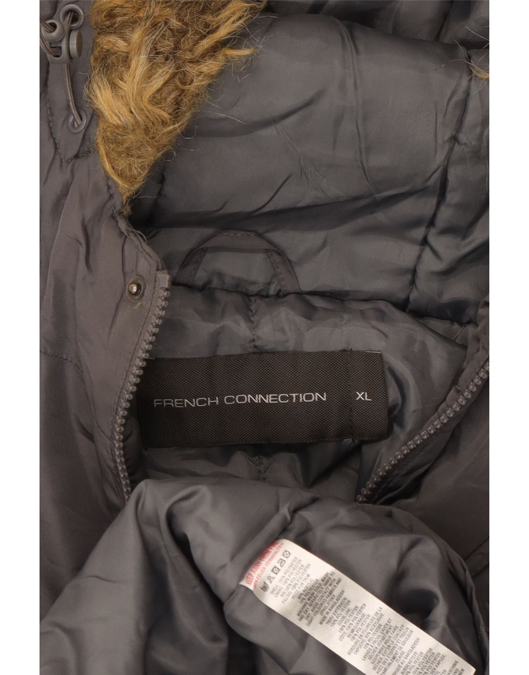 French Connection Herre hættepolstret frakke UK 42 XL Grå Polyester