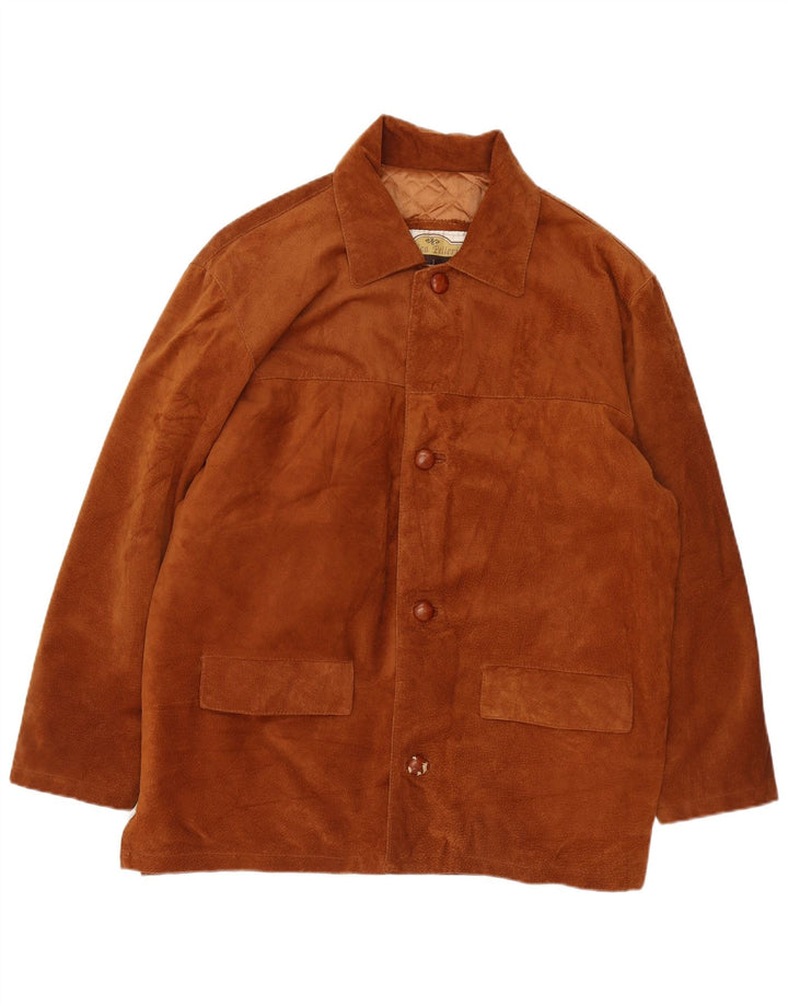 Antica Pelleria Herre Loose Fit Ruskind Windbreaker Coat IT 48 Medium Brun