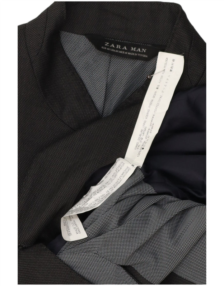 ZARA Mens 4 Button Blazer Jacket EU 48 Medium Grey Polyester