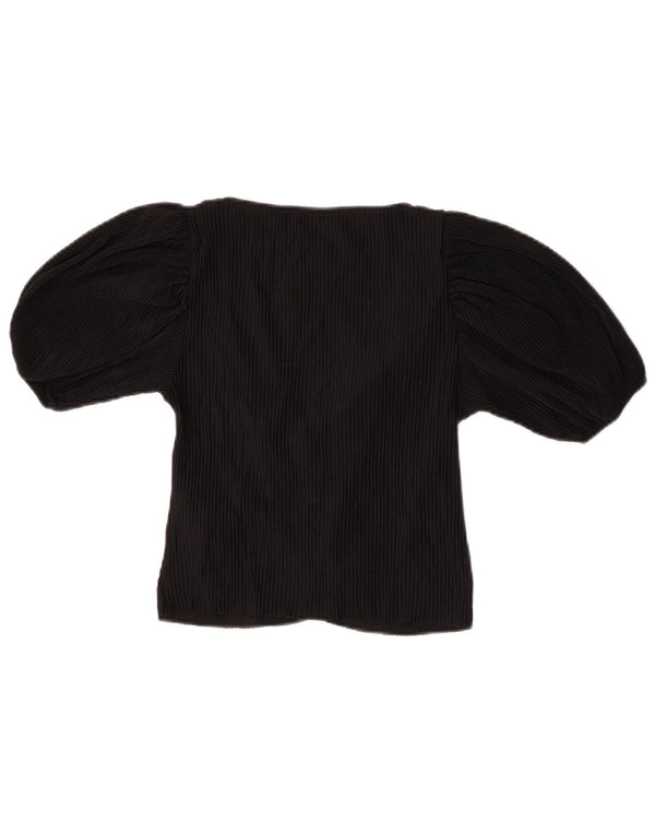 Zara Womens Crop Bluse Top UK 8 Small Black Polyester