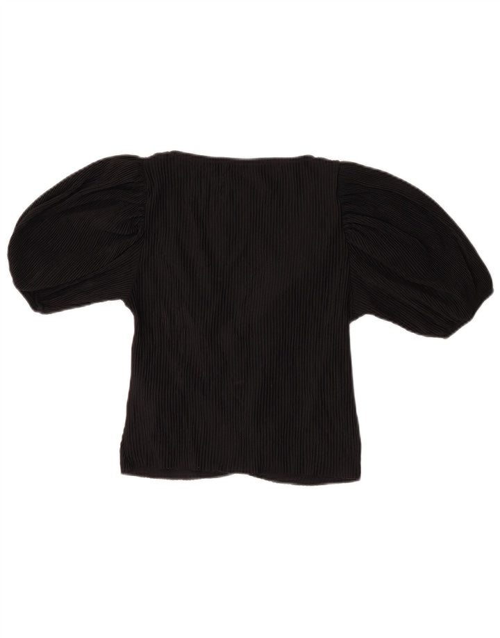 Zara Womens Crop Bluse Top UK 8 Small Black Polyester