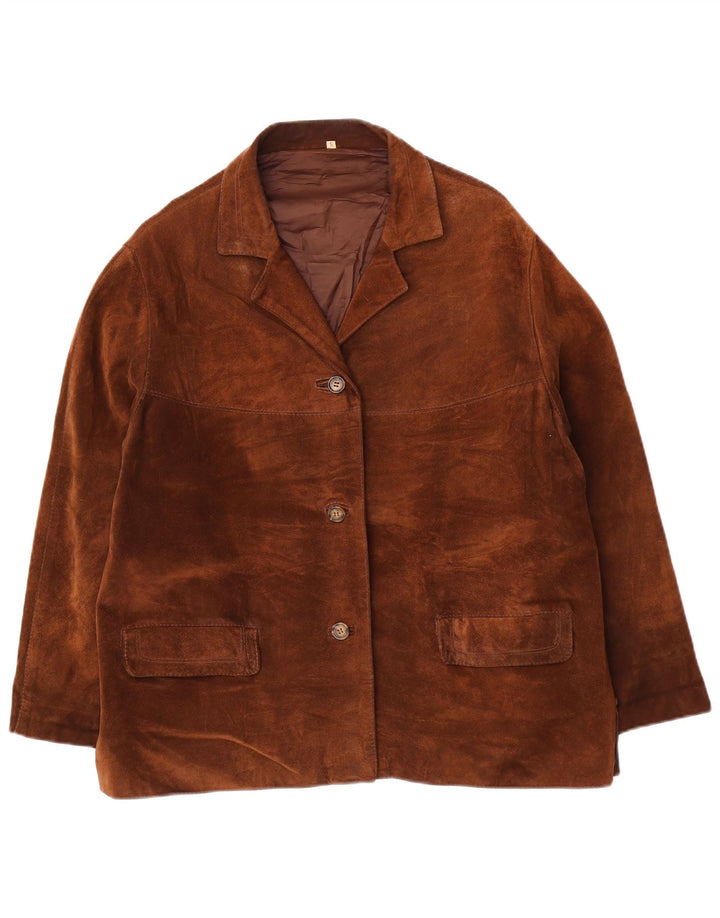Vintage Dame Oversized 3 Button Ruskind Blazer Jacket UK 10 Small Brown