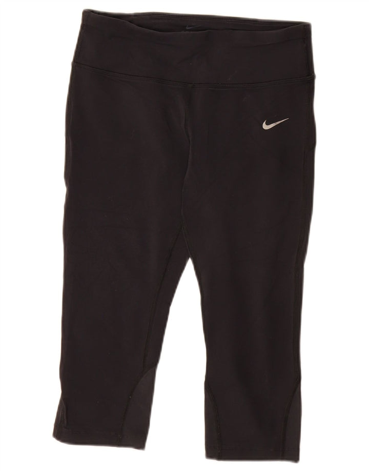 Nike Dame Dri Fit Capri Leggings UK 8 Small Black Nylon