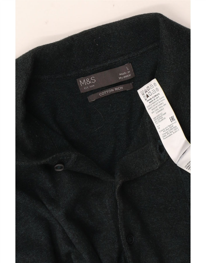 Marks & Spencer Herre Polo Neck Jumper Sweater Stor Grøn Bomuld
