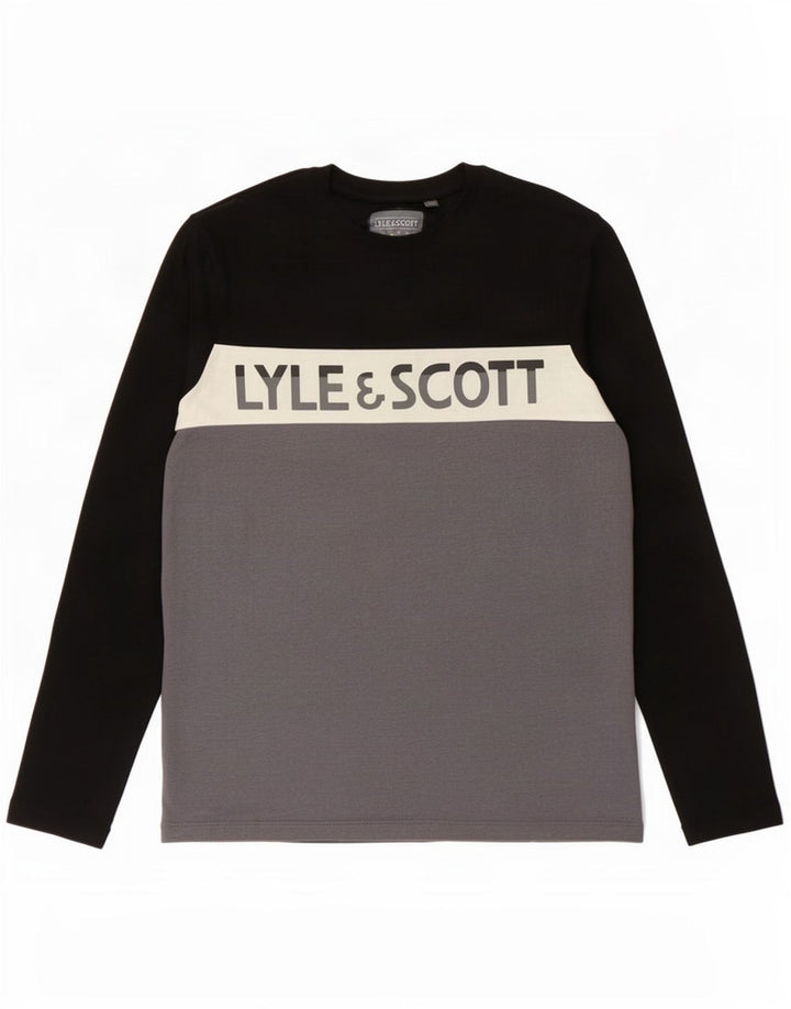 Lyle & Scott Grafisk Herre-top Langærmet Medium Sort Farveblok