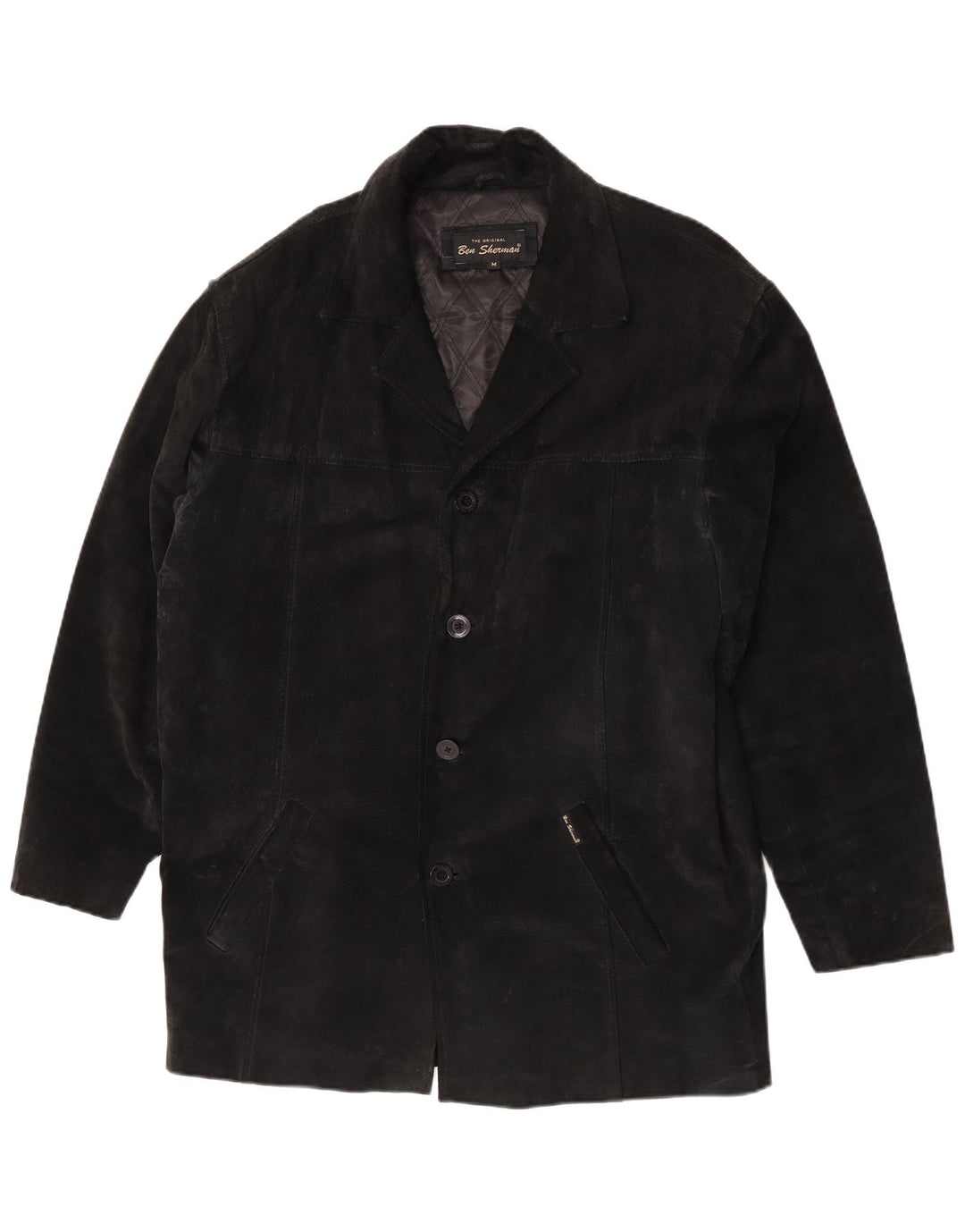 Ben Sherman Herre Ruskind Windbreaker Coat UK 38 Medium Sort Læder