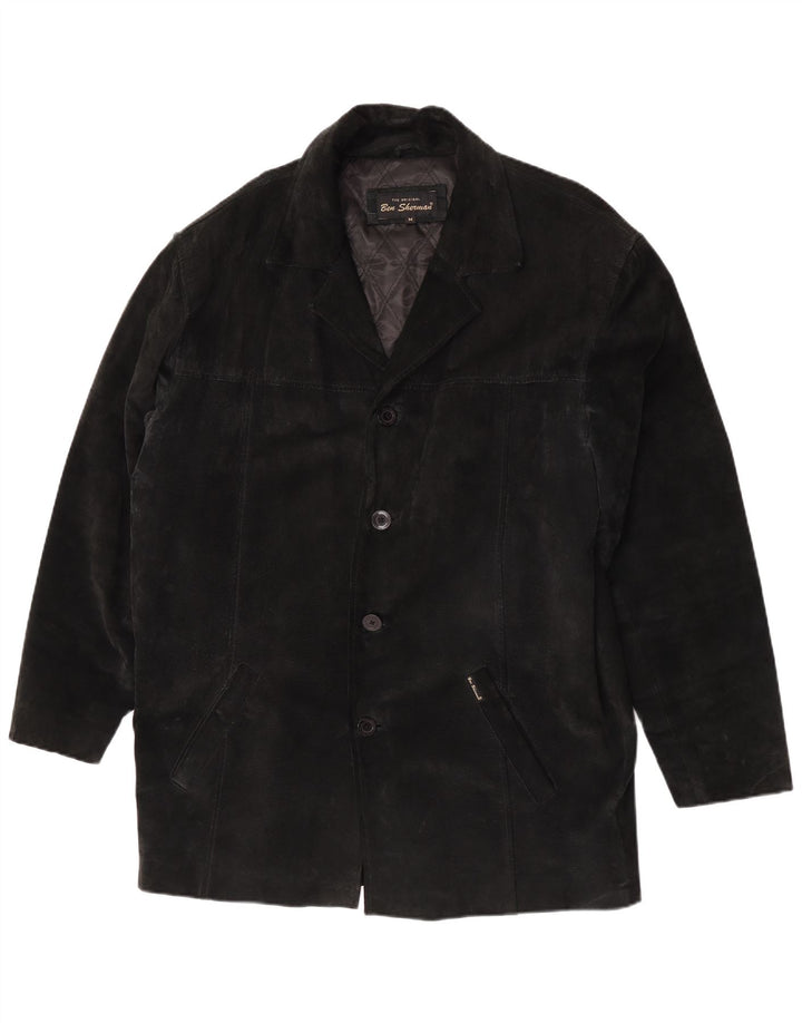 Ben Sherman Herre Ruskind Windbreaker Coat UK 38 Medium Sort Læder