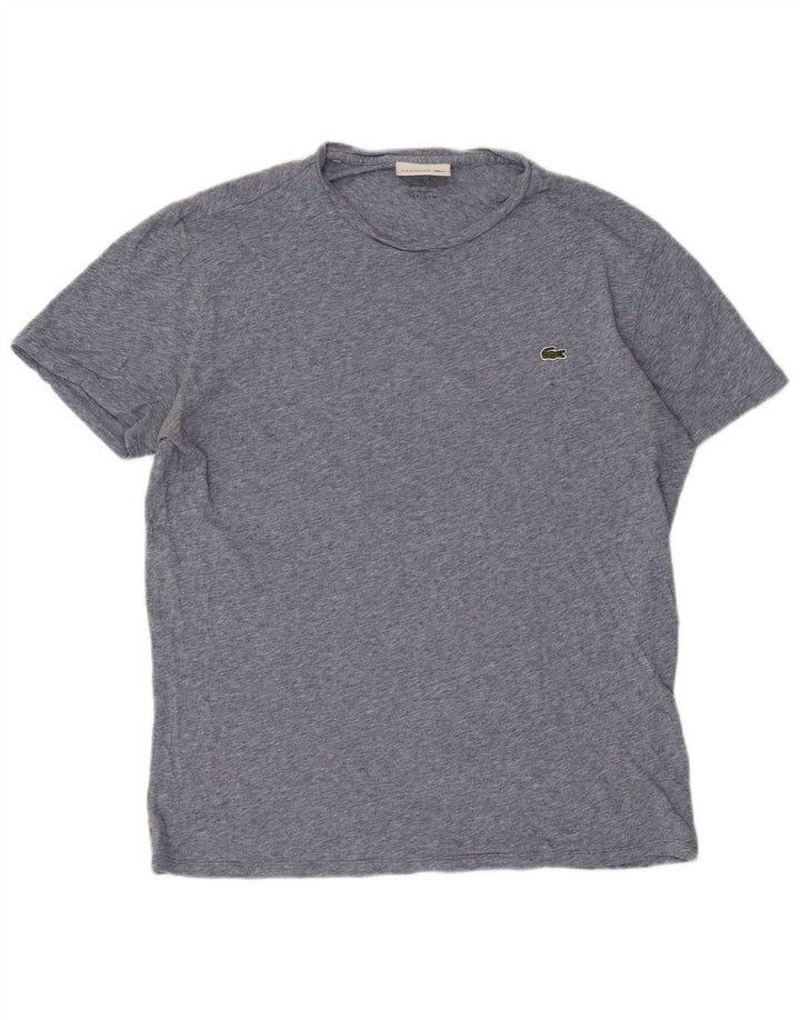 Lacoste Herre Regular Fit T-Shirt Top Størrelse 4 Medium Blue Flecked Bomuld