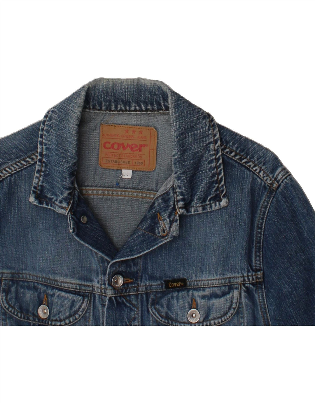 COVER Womens Denim Jacket UK 16 Large Blue Cotton Vintage Cover and Second-Hand Cover from Messina Hembry 