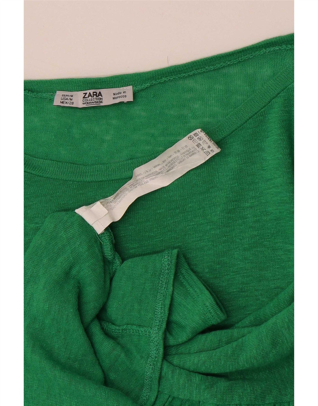 Zara Dame Batwing Bluse Top UK 14 Medium Green Linen