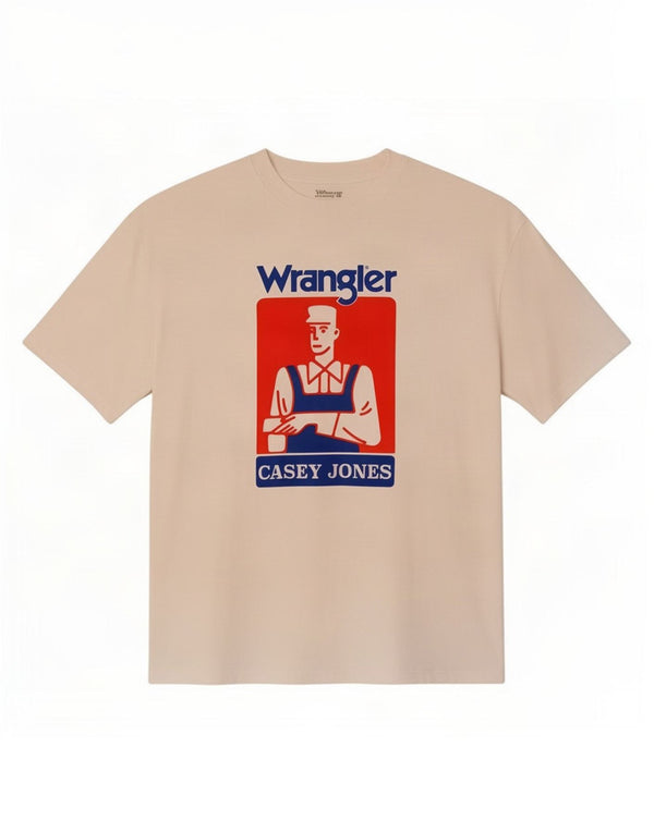 Wrangler Herre Casey Jones Grafisk T-shirt Top Medium Off White Bomuld