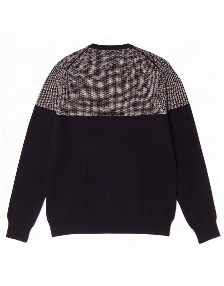 White Stuff Herre Crew Neck Jumper Sweater Large Navy Blue Colourblock