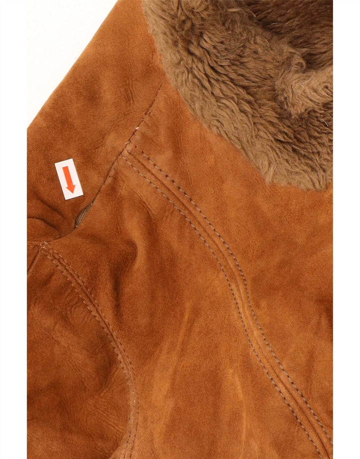 Vintage ruskindsfrakke til kvinder UK 10 Small Brown