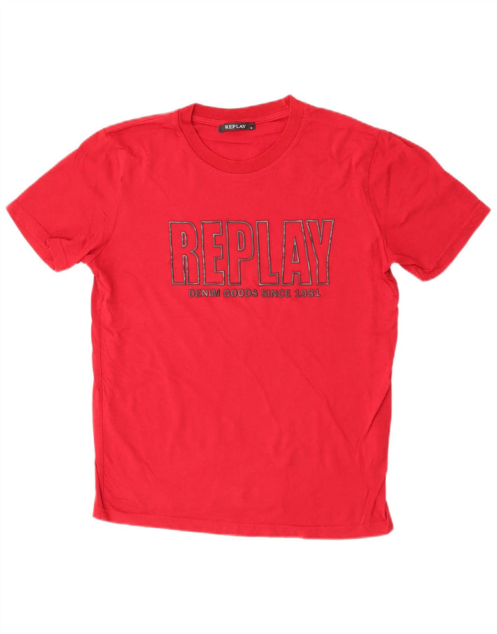 Replay Herre Grafisk T-Shirt Top Lille Rød Bomuld