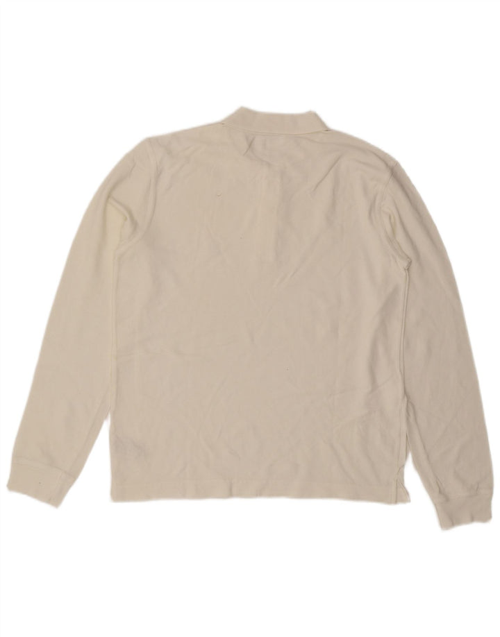 Benetton Langærmet Polo Shirt til mænd Medium hvid bomuld