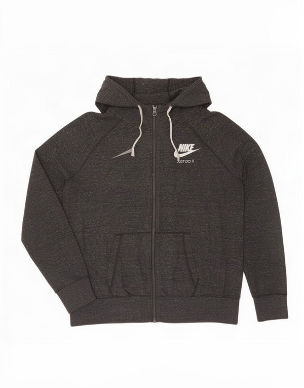 Nike hættetrøje med lynlås til kvinder UK 18 XL Grå Flecked Bomuld