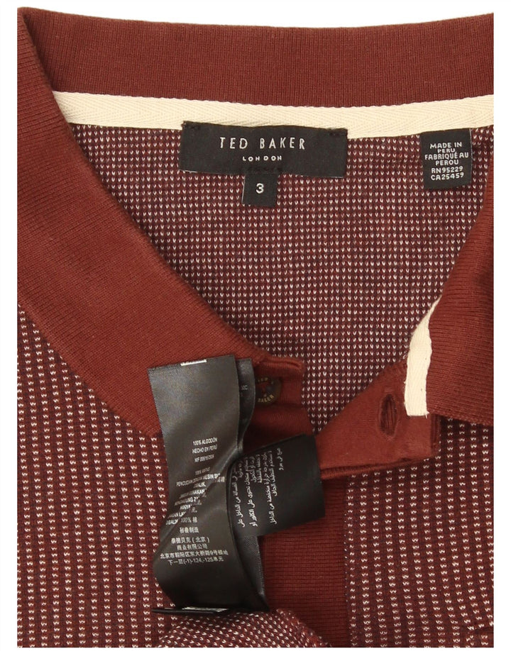 Ted Baker herre poloshirt størrelse 3 Medium brun stribet bomuld