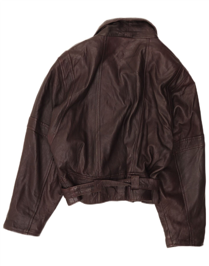 Vintage læderjakke til kvinder IT 42 Medium Burgundy læder