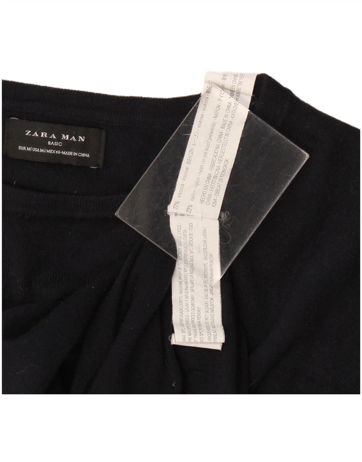Zara Herre Boat Neck Jumper Sweater Medium Navy Blue Viscose