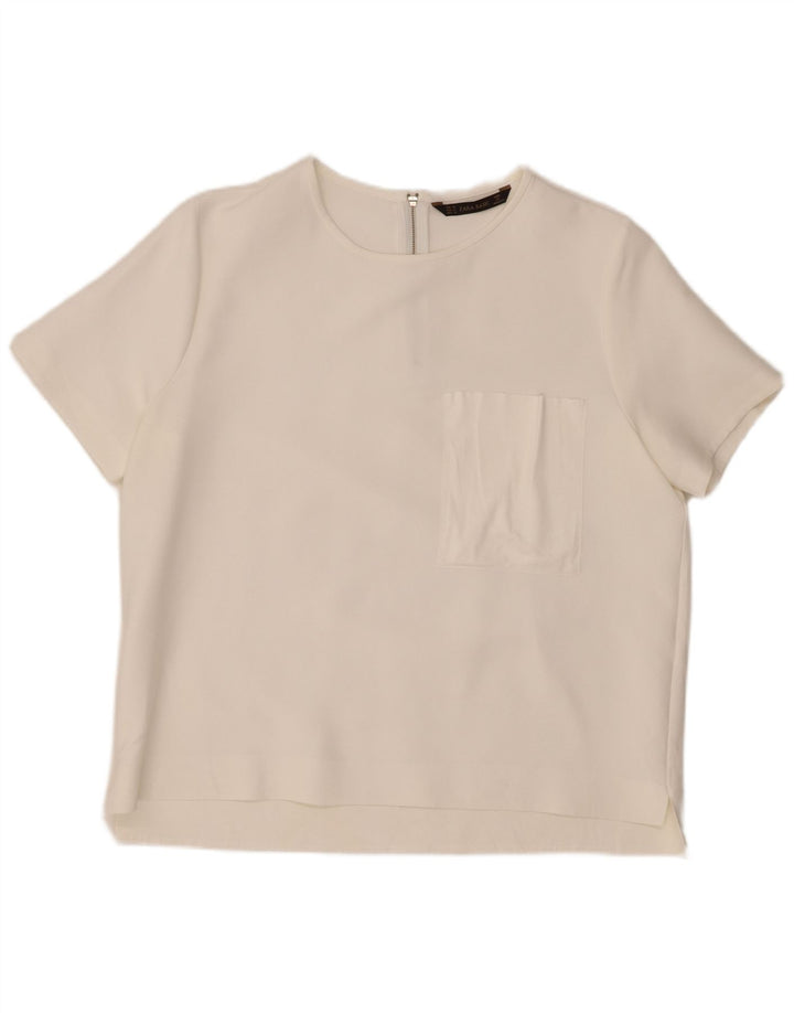 Zara Dame Bluse Top UK 18 XL Hvid