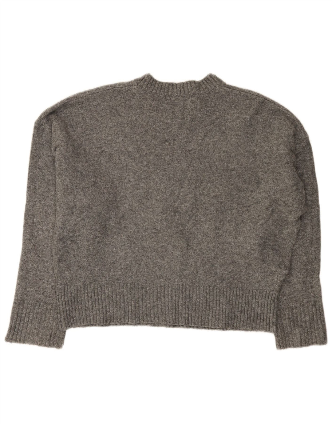Zara Womens Oversized Crew Neck Jumper Sweater UK 10 Small Grey Acryl