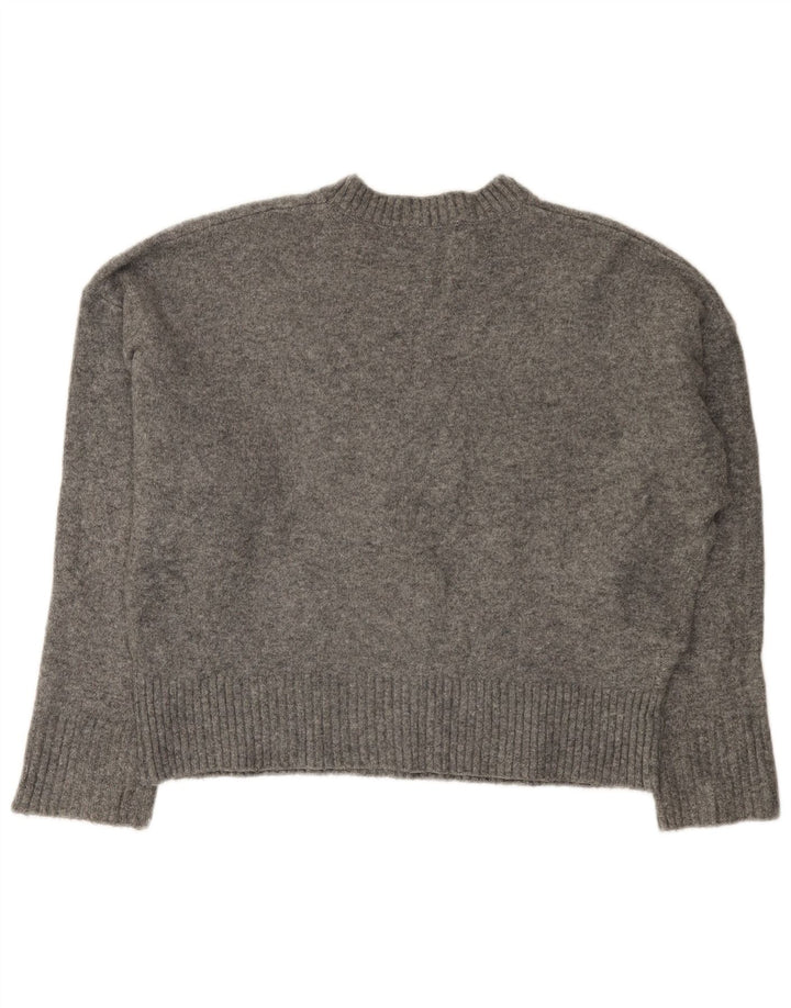 Zara Womens Oversized Crew Neck Jumper Sweater UK 10 Small Grey Acryl