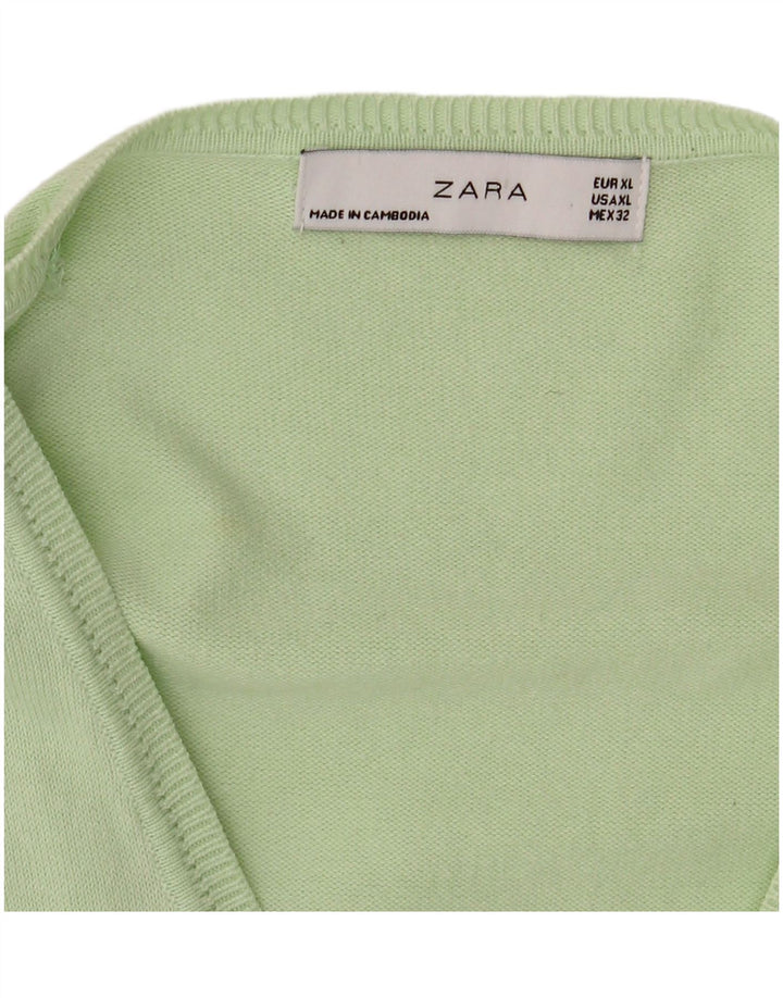 Zara Dame Cardigan Sweater UK 18 XL Grøn