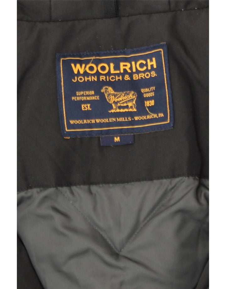 Woolrich Polstret Frakke med hætte til kvinder UK 14 Medium Sort Bomuld