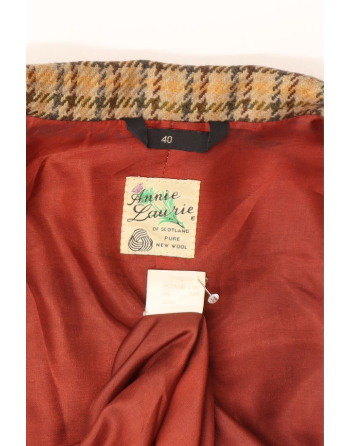 Vintage dobbeltradet blazerjakke til kvinder EU 40 Medium Beige Houndstooth