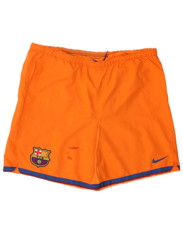 Nike Herre Barcelona Graphic Sports Shorts UK 31/33 Medium Orange Polyester