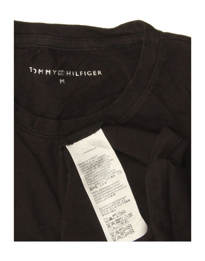 TOMMY HILFIGER Womens T-Shirt Top UK 12 Medium Black Cotton Vintage Tommy Hilfiger and Second-Hand Tommy Hilfiger from Messina Hembry 