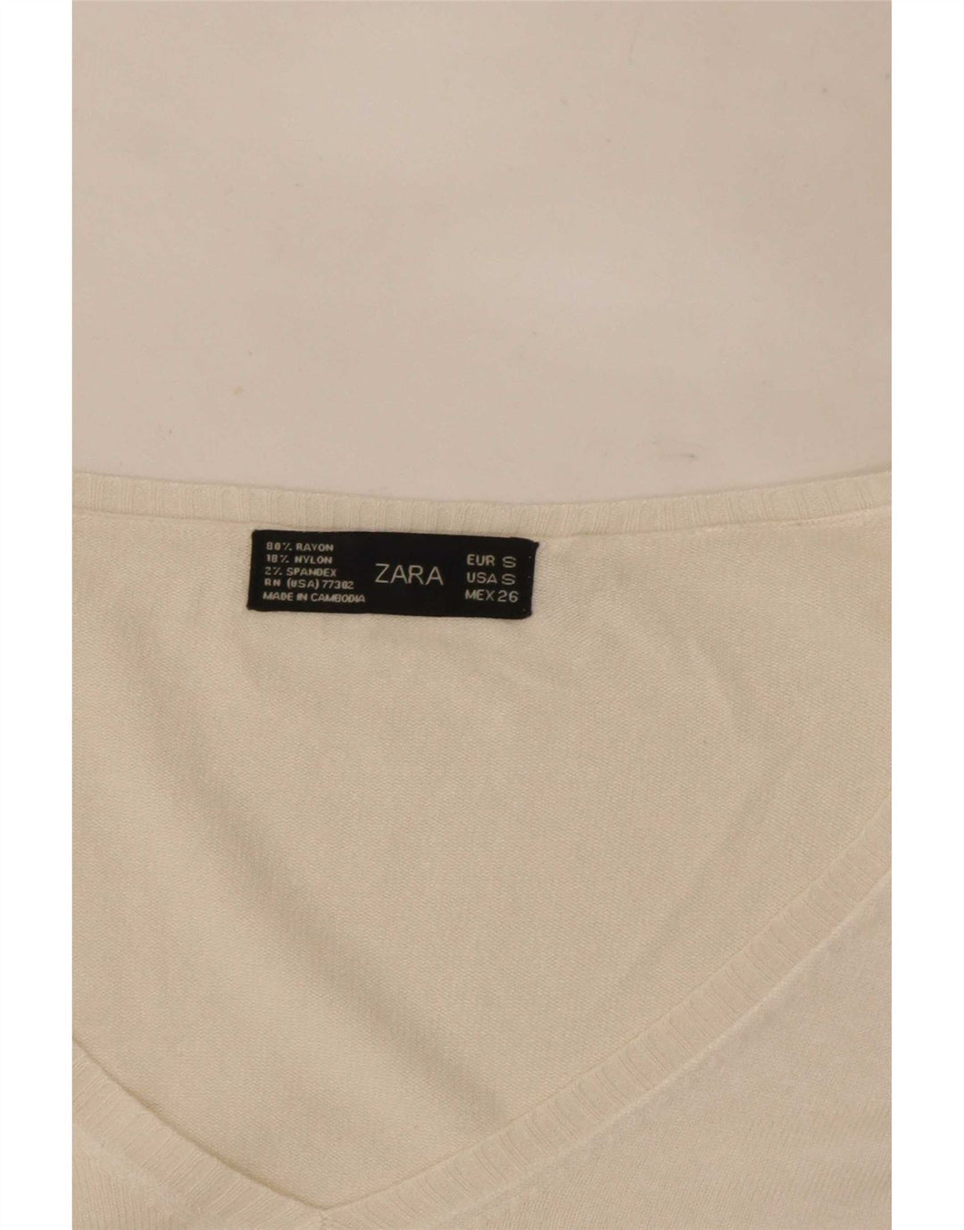 Zara Dame Top Langærmet UK 10 Small White Rayon