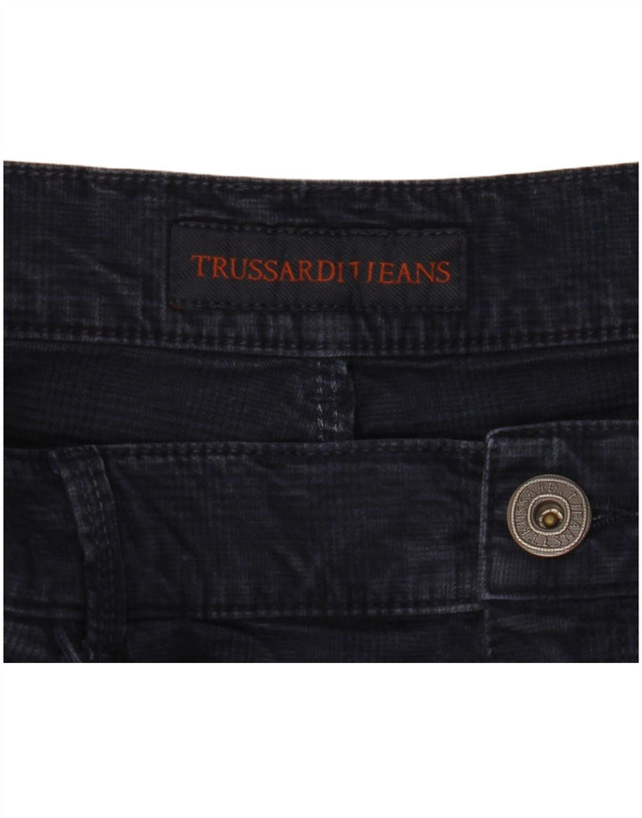 Trussardi Herre tilspidsede afslappede bukser W38 L33 Marineblå Houndstooth