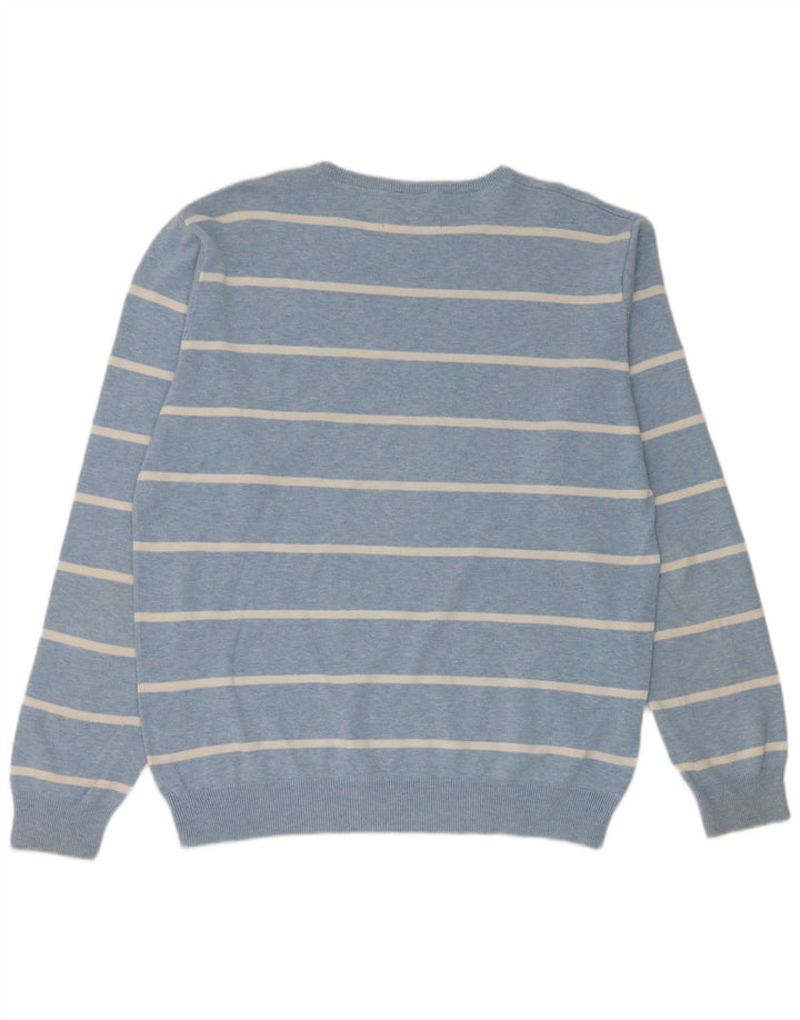 Gant herre rund hals sweater stor blå stribet bomuld