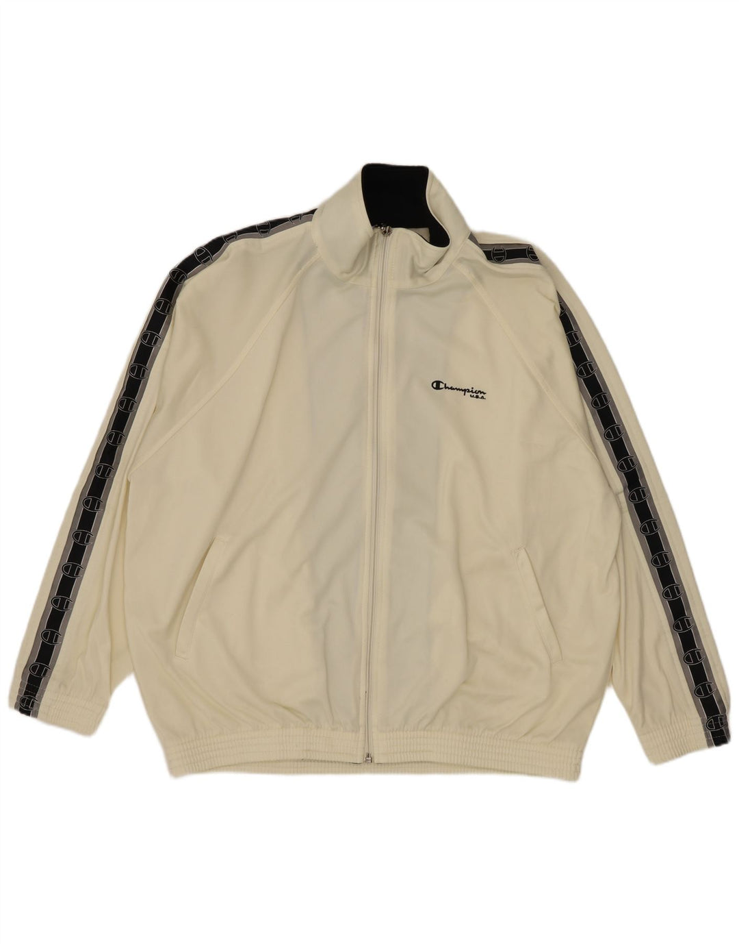 Champion Herre grafisk træningsdragt Topjakke Large Off White Colourblock