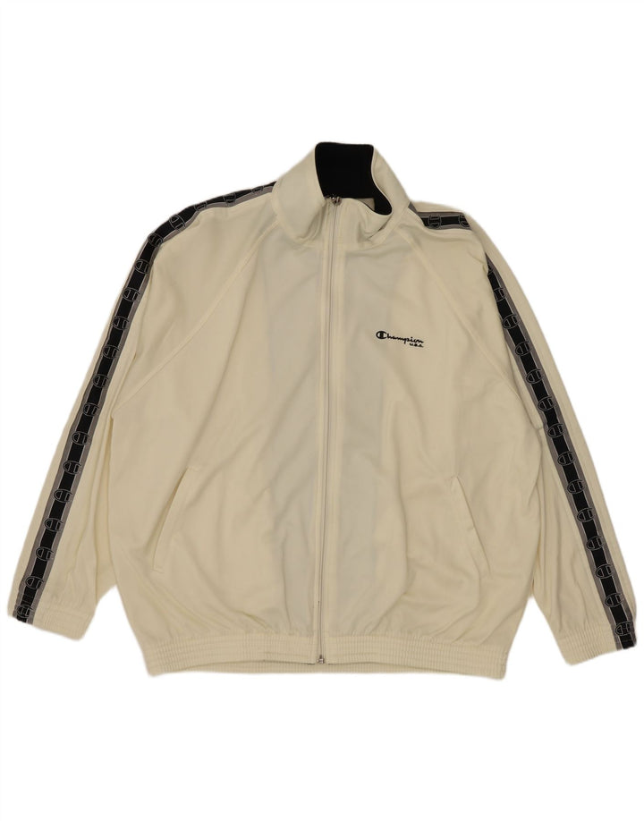 Champion Herre grafisk træningsdragt Topjakke Large Off White Colourblock