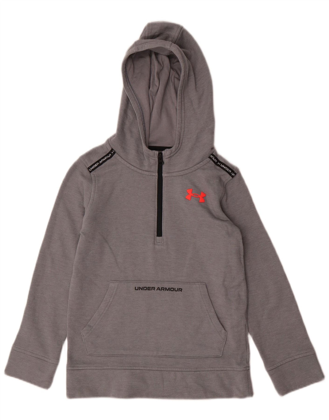 UNDER ARMOUR drenge grafisk hættetrøje med lynlåshals 9-10 år mellemgrå