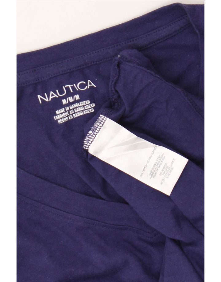 Nautica Dame T-Shirt Top UK 14 Medium Navy Blue Bomuld