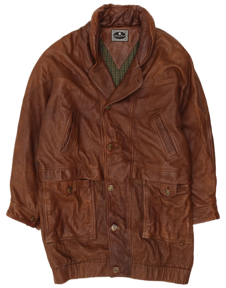 Etienne Aigner Herre Loose Fit Læderfrakke UK 40 Large Brown Læder