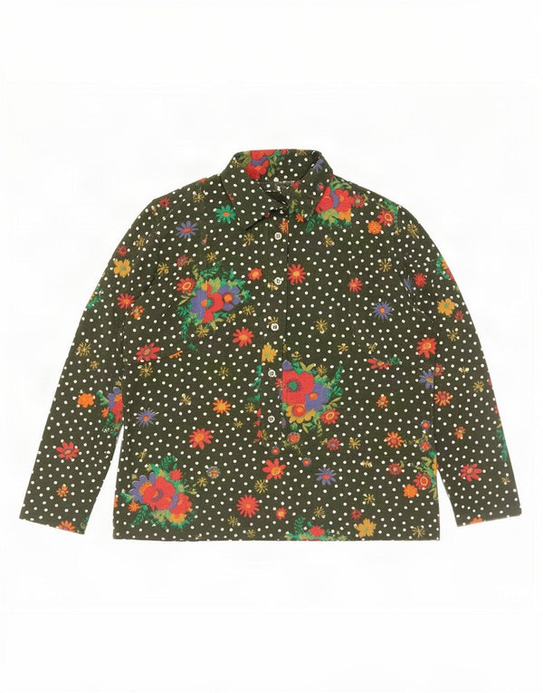 Vintage Dame Pullover Shirt IT 52 2XL Grøn Blomster