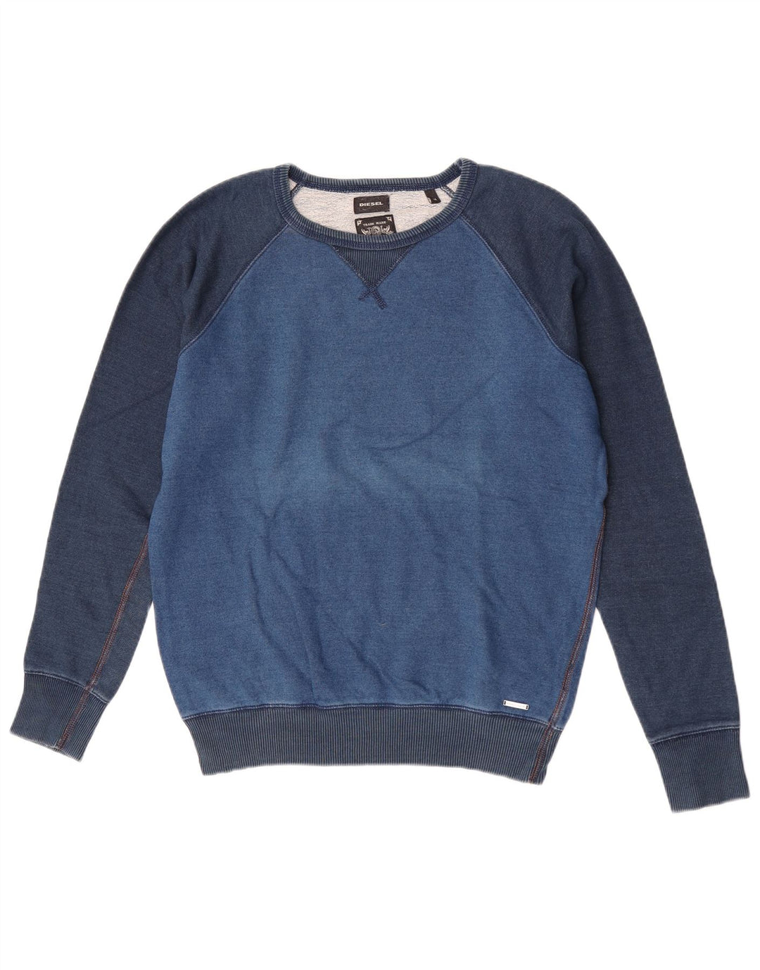Diesel Herre sweatshirt Jumper Medium Blue Colourblock Bomuld