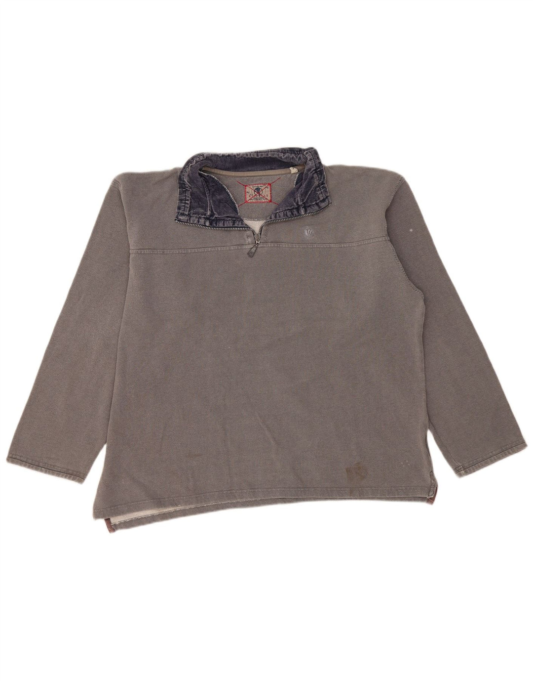 Fat Face Herre Zip Neck Sweatshirt Jumper Stor Grå Bomuld