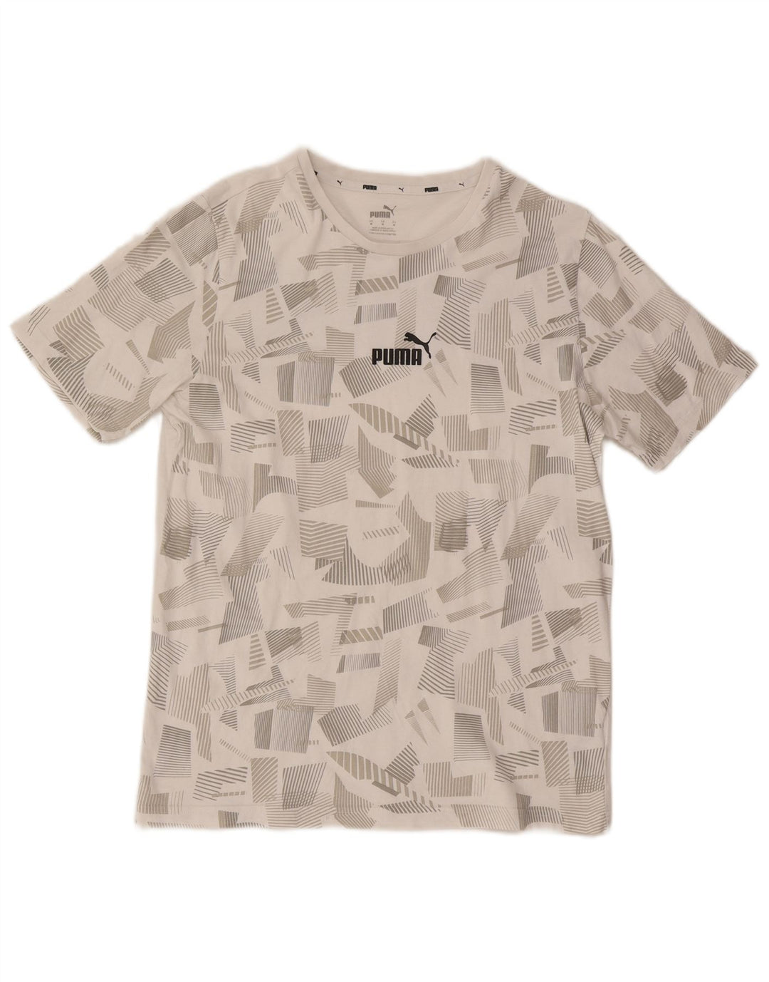 Puma Herre grafisk T-shirt Top Medium Hvid Geometrisk Bomuld