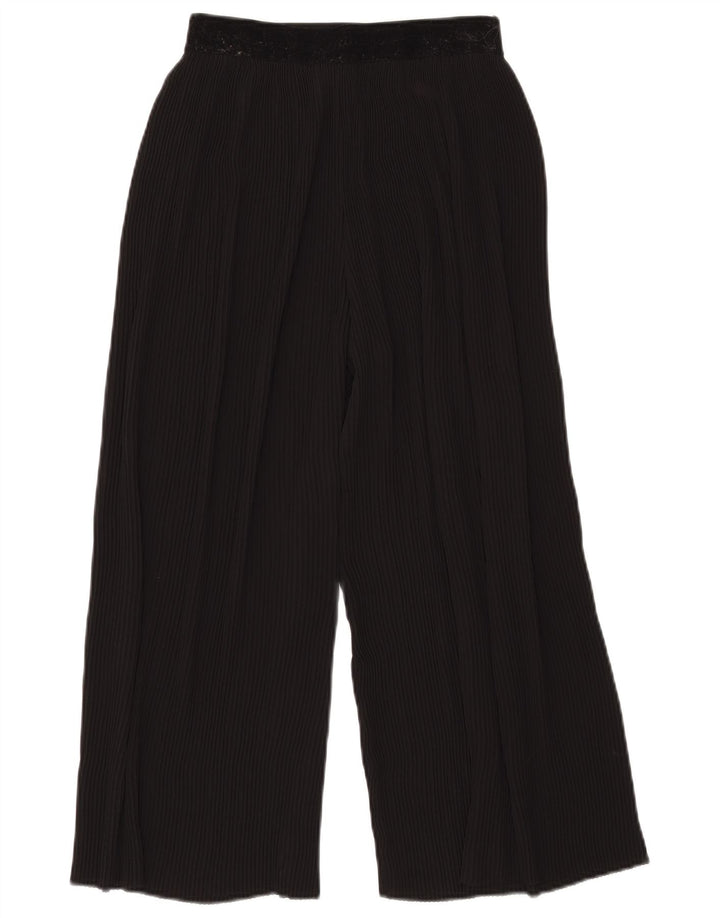 Zara Womens Flare Plisserede Casual Bukser Små W27 L23 Sort Polyester