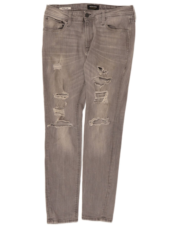 Jack & Jones Herre Liam Distressed Skinny Jeans W32 L30 Grå Bomuld