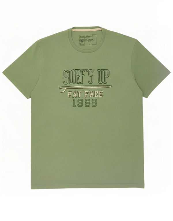 Fat Face Herre Grafisk T-Shirt Top Stor Grøn Bomuld
