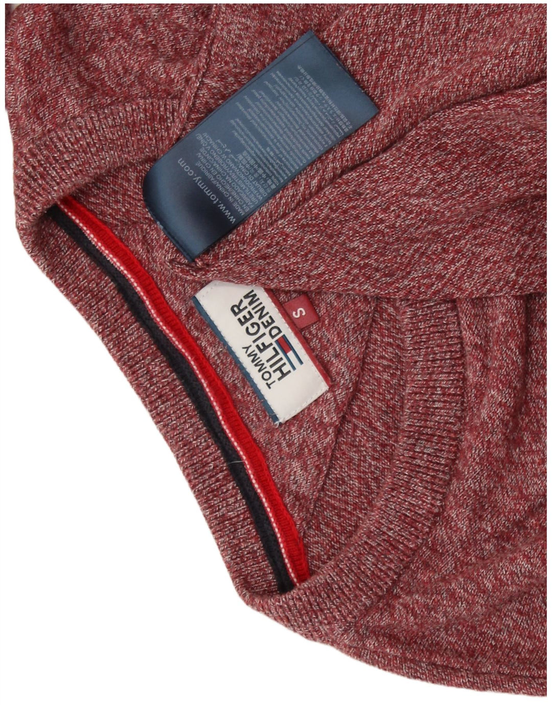 TOMMY HILFIGER Herre sweater med rund hals, lille Bourgogne bomuld